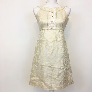 Lilly Pulitzer Goddess Metallic Gold Dress Sz 0